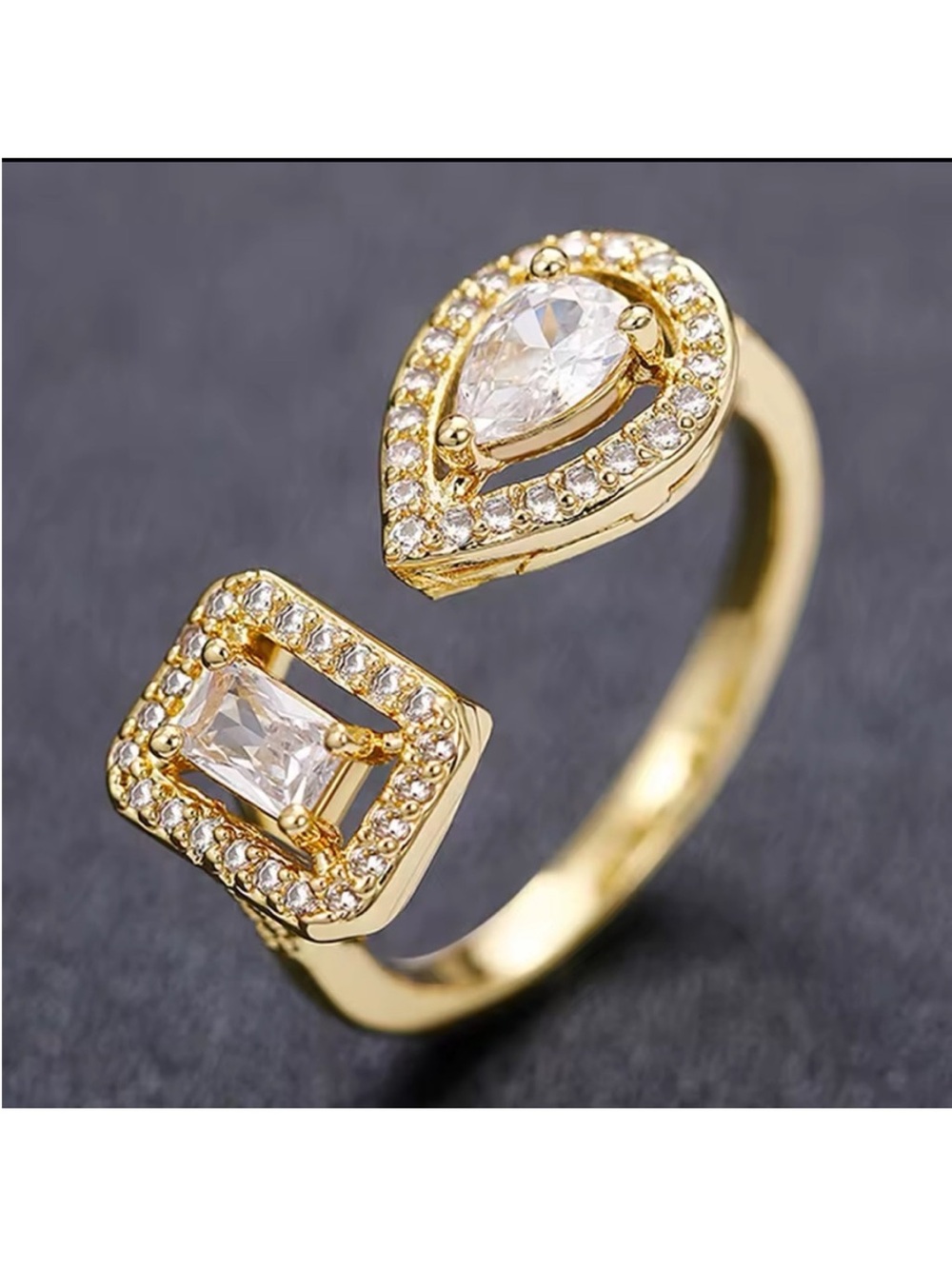 Swarovski Elements Yellow Gold Plated Open Contemporary Ring NEW - Picture 12 of 13